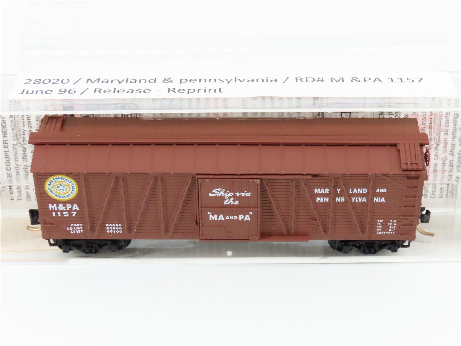 N Scale Micro-Trains MTL 28020 M&PA Maryland & Pennsylvania 40' Boxcar #1157