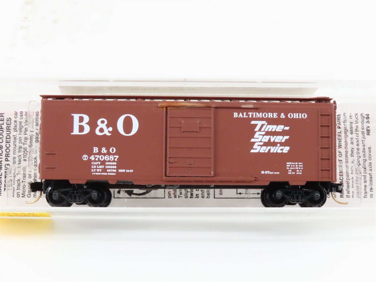 N Scale Micro-Trains MTL 20346 B&O Baltimore & Ohio 40' Standard Boxcar #470687