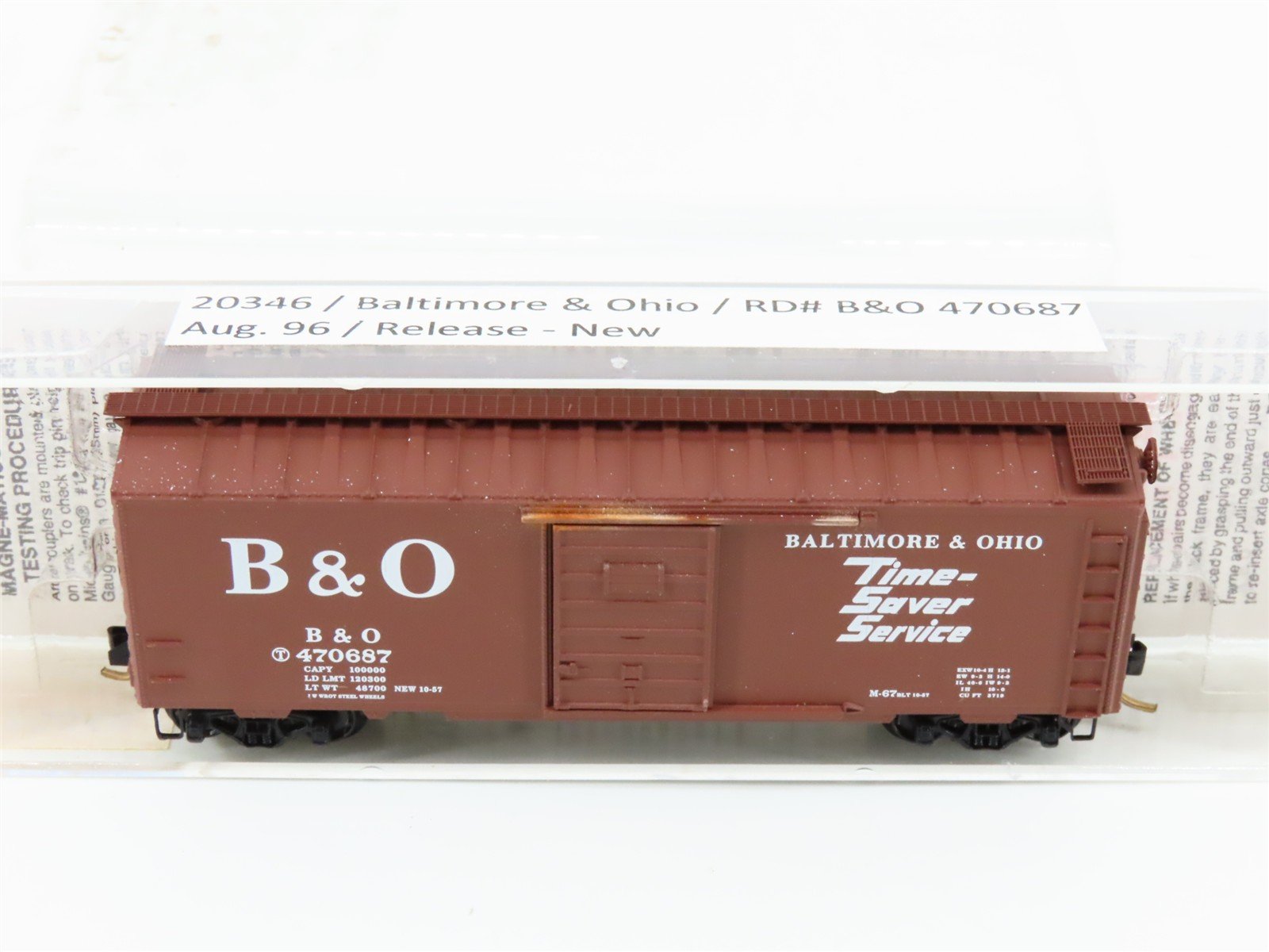 N Scale Micro-Trains MTL 20346 B&O Baltimore & Ohio 40' Standard Boxcar #470687
