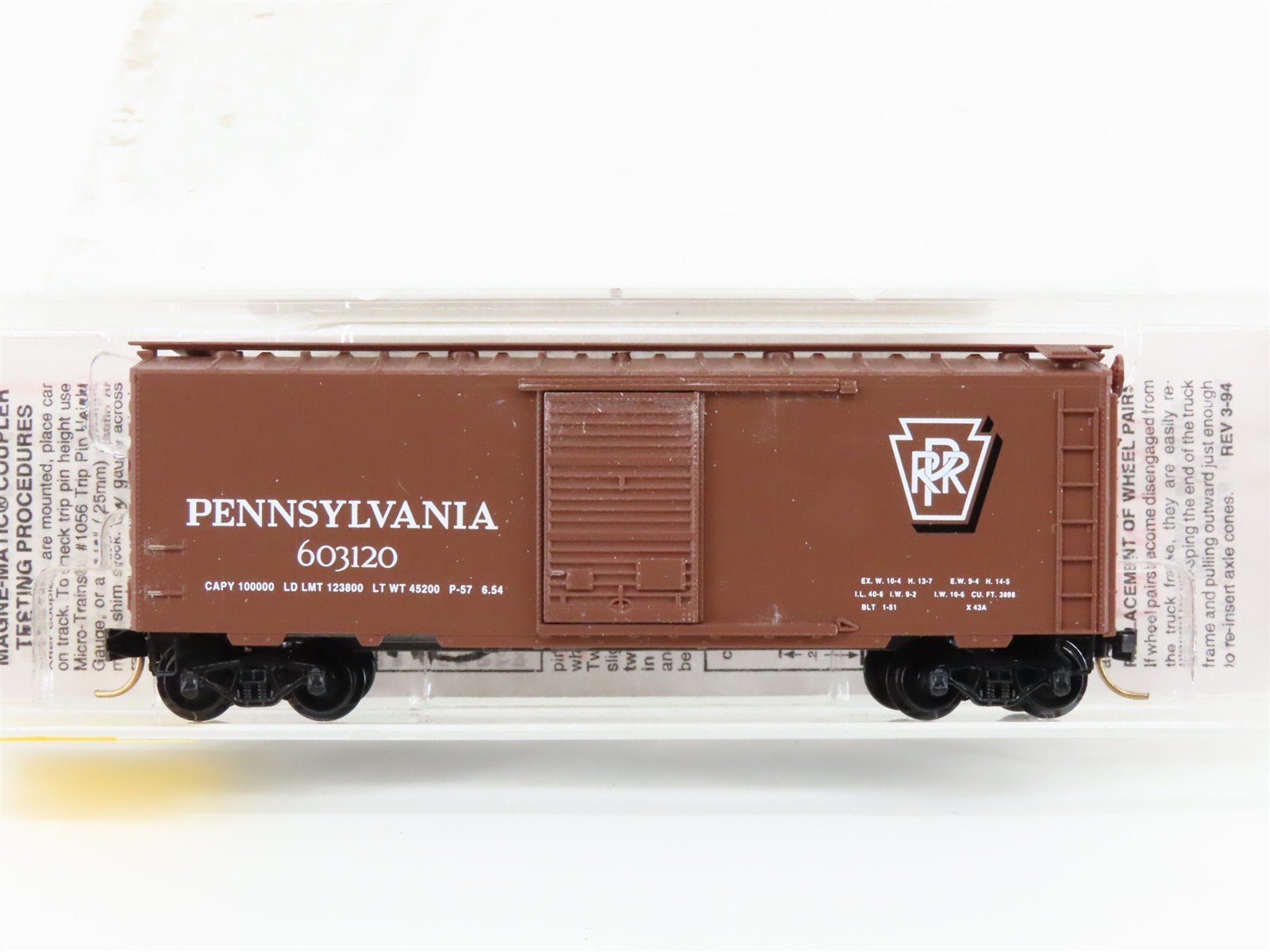 N Scale Micro-Trains MTL 20780/2 PRR Pennsylvania 40' Standard Boxcar #603120