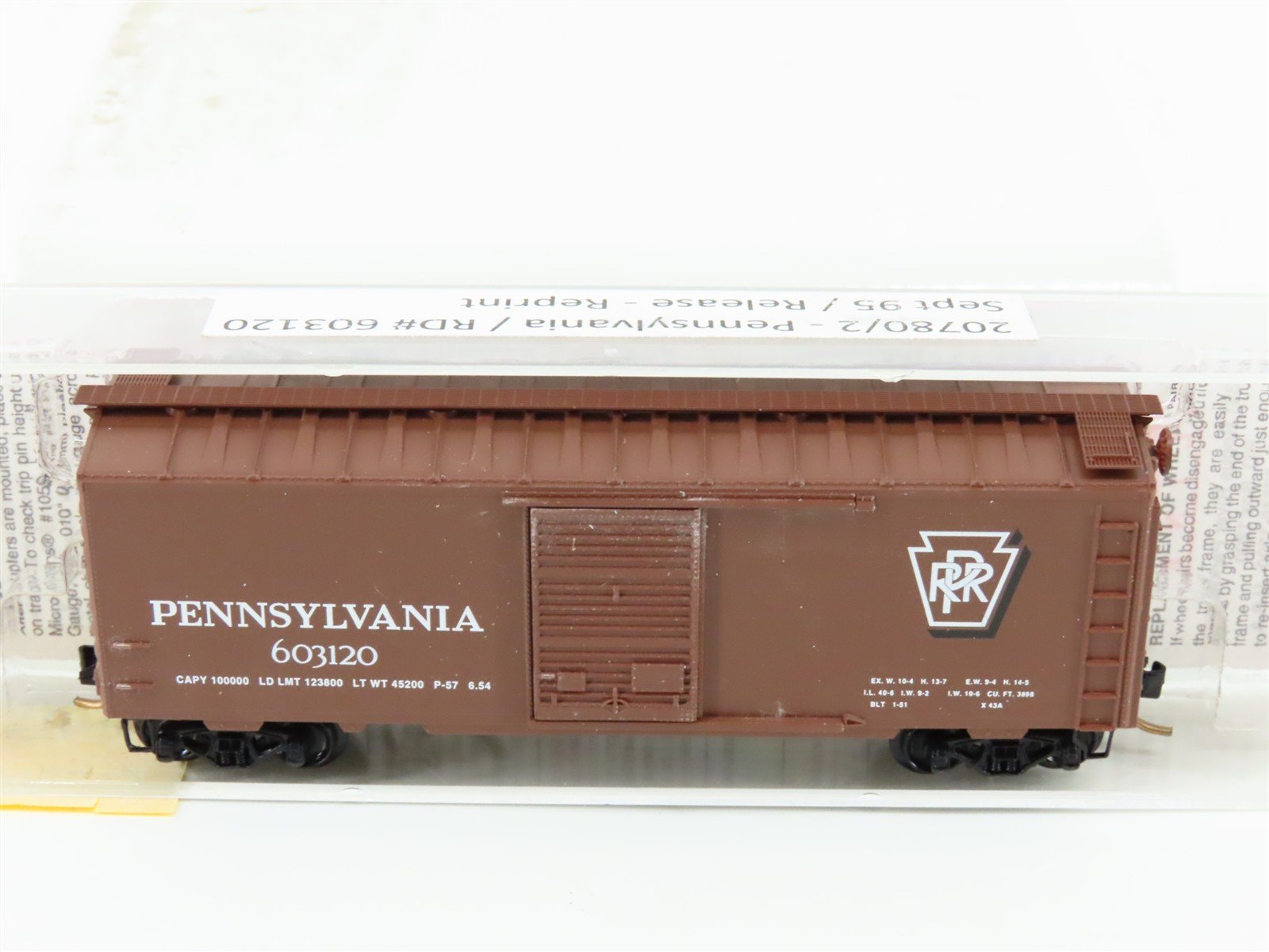 N Scale Micro-Trains MTL 20780/2 PRR Pennsylvania 40' Standard Boxcar #603120