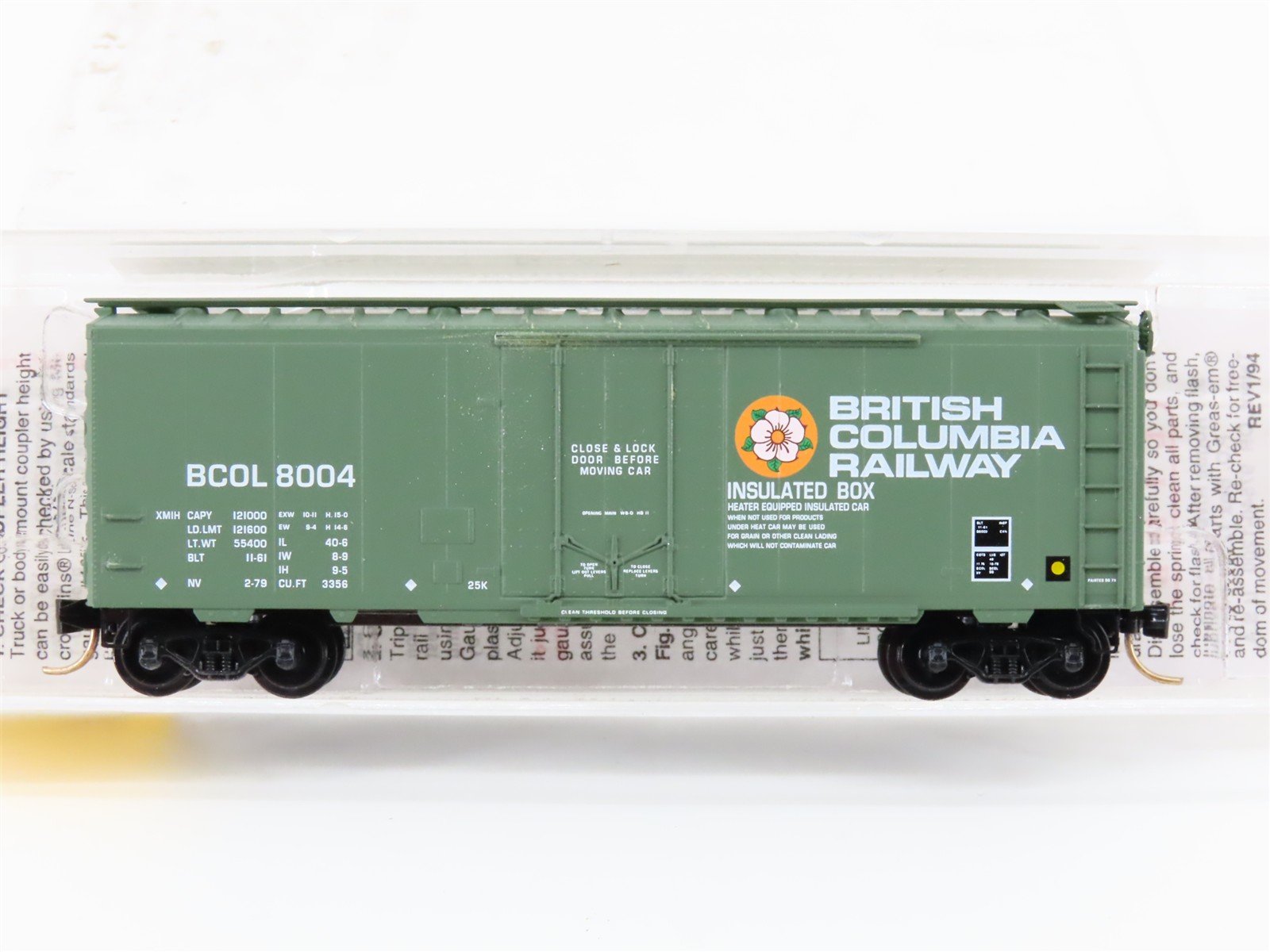 N Scale Micro-Trains MTL 21230 BCOL British Columbia 40' Standard Boxcar #8004