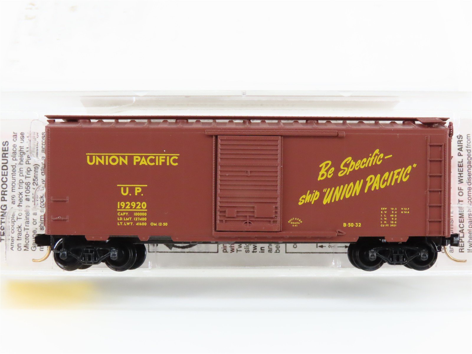 N Scale Micro-Trains MTL 20620 UP Union Pacific 40' Single Door Box Car #192920