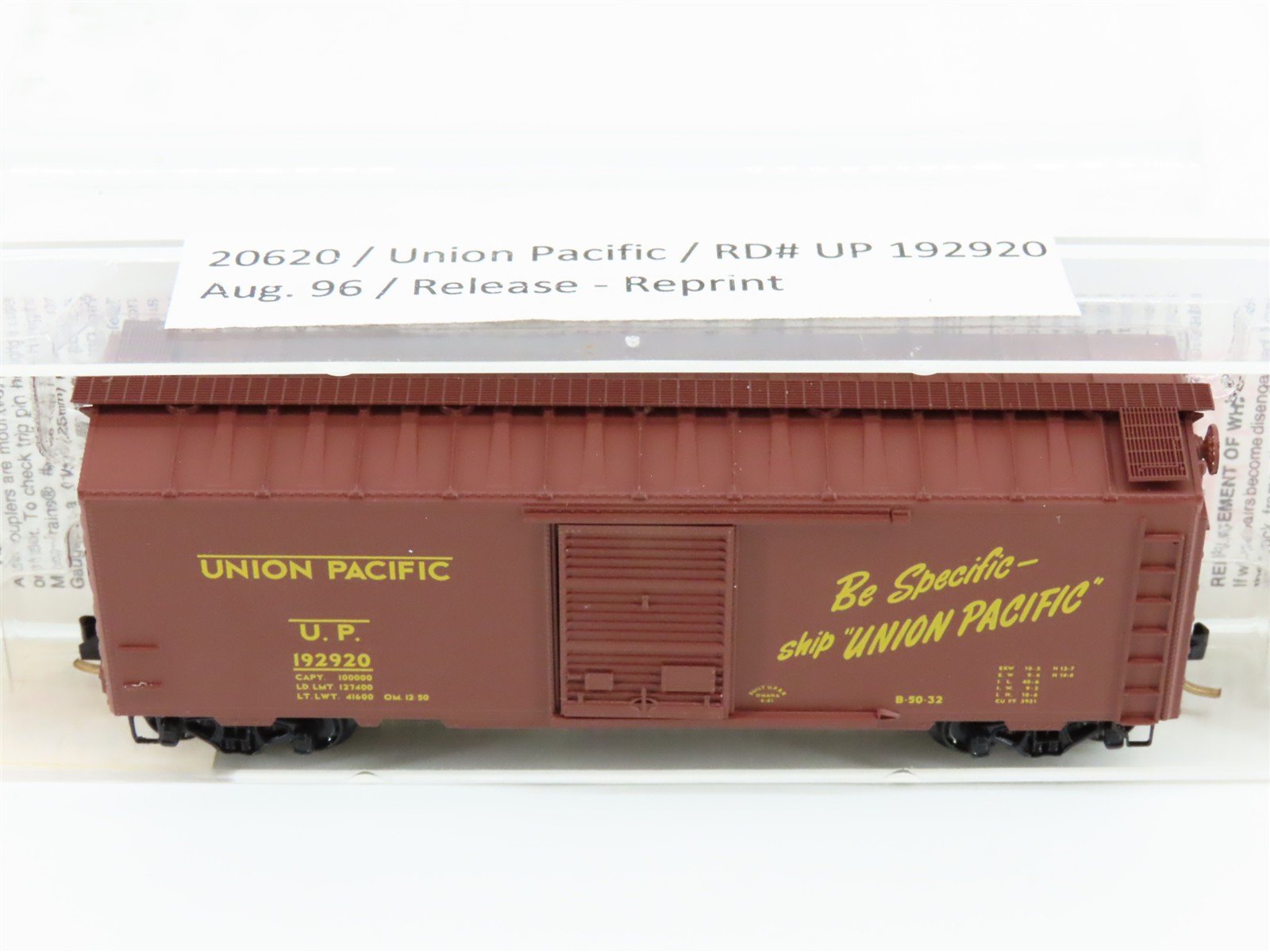 N Scale Micro-Trains MTL 20620 UP Union Pacific 40' Single Door Box Car #192920