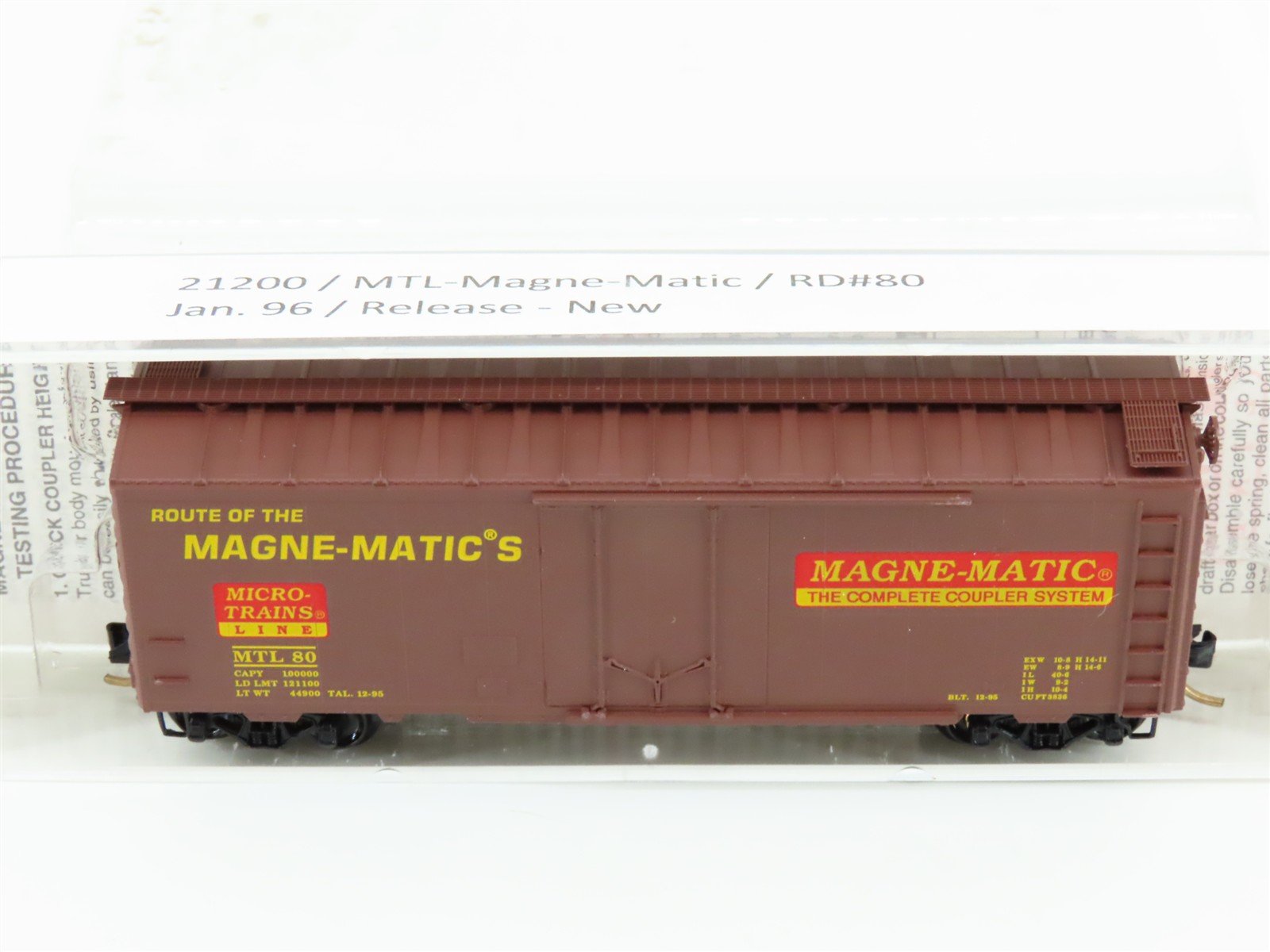 N Scale Micro-Trains MTL 21200 Route of the Magne-Matic's 40' Box Car #80