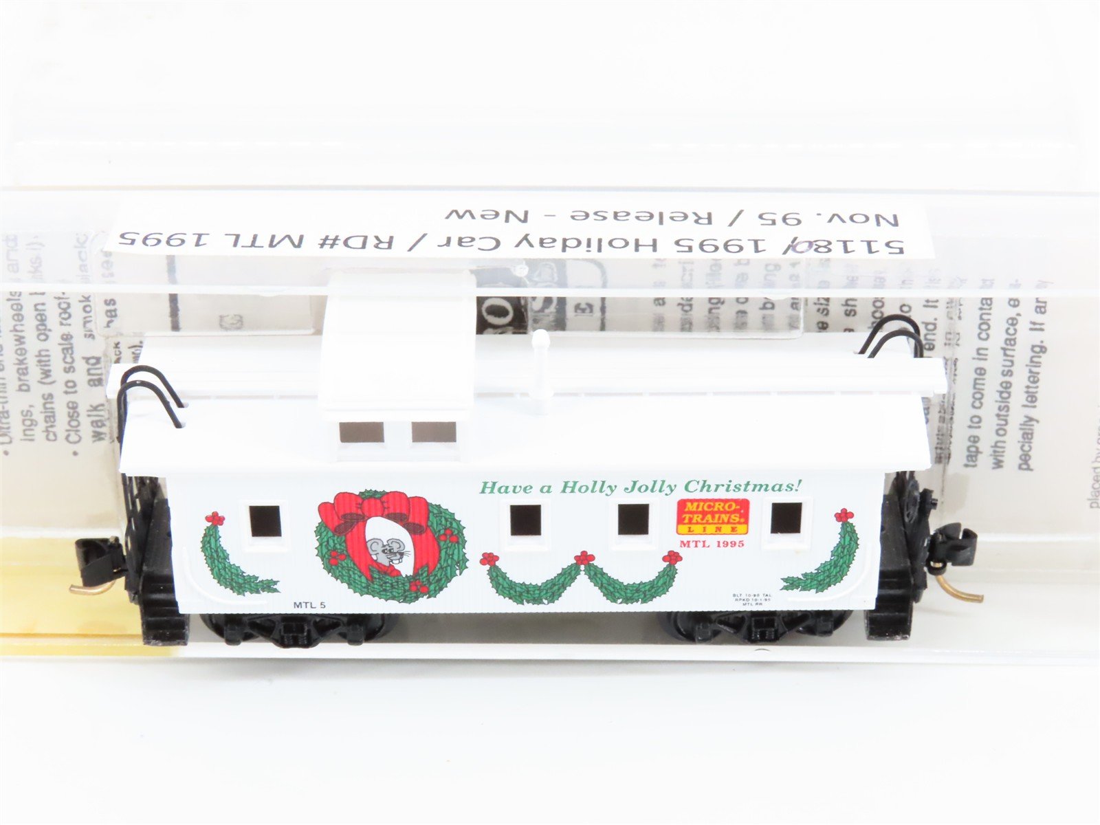 N Scale Micro-Trains MTL 51180 Christmas Holiday 1995 Wood 34' Caboose #5