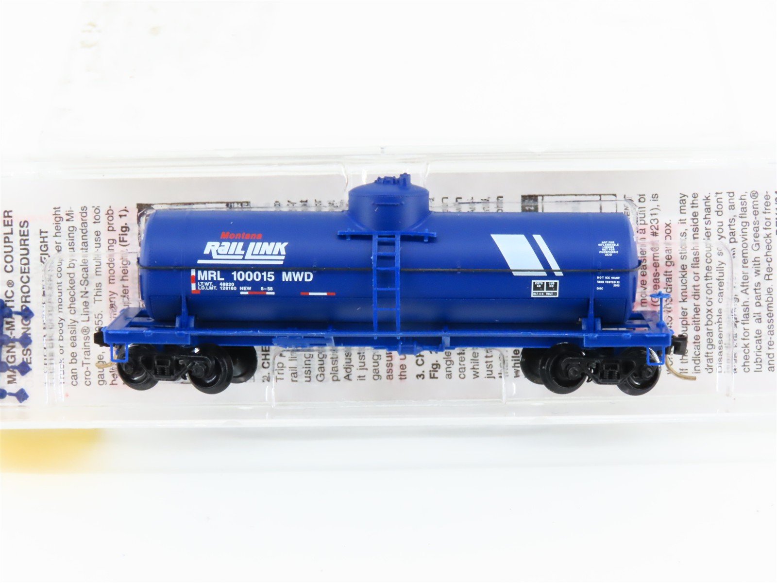 N Micro-Trains MTL 65390 MRL Montana Rail Link 39' Single Dome Tank Car #100015