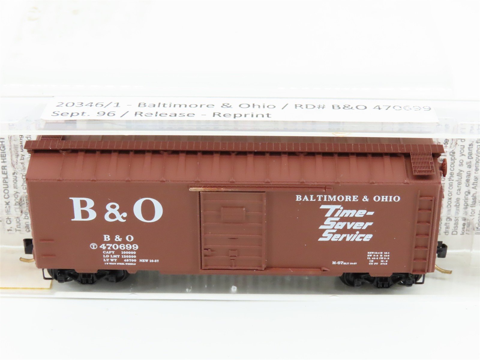 N Micro-Trains MTL 20346/1 B&O Baltimore & Ohio 40' Single Door Box Car #470699
