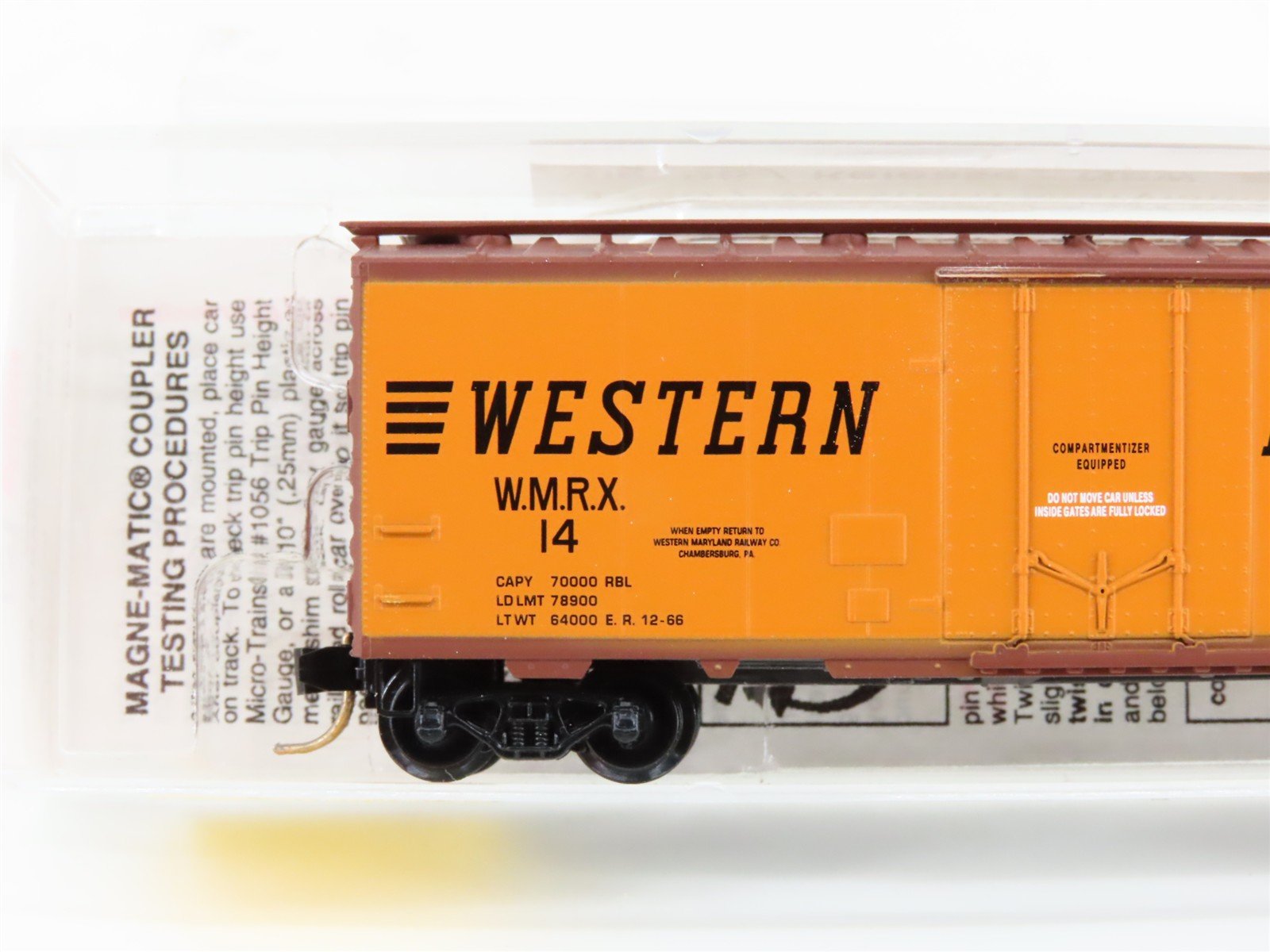 N Scale Micro-Trains MTL 21240 WMRX Western Maryland 40' Plug Door Box Car #14