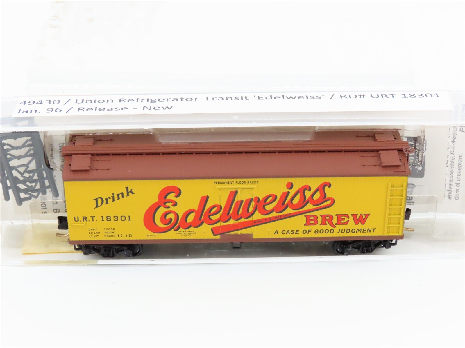 N Scale Micro-Trains MTL 49430 URT Edelweiss Brew 40' Wood Reefer #18301