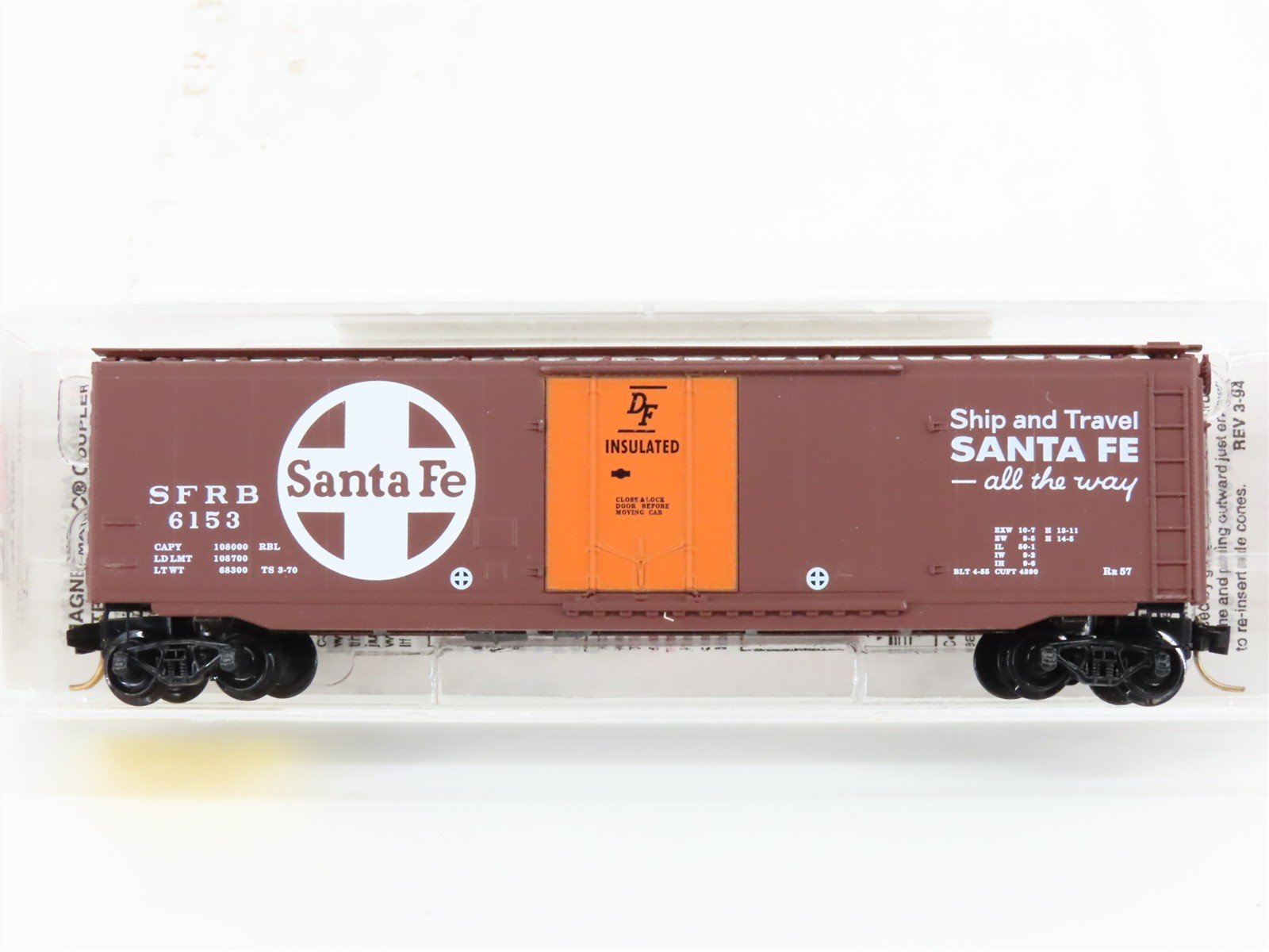 N Scale Micro-Trains MTL 32050/1 SFRB Santa Fe 50' Plug Door Box Car #6153