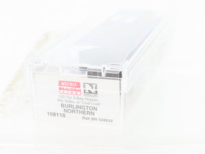 N Micro-Trains MTL 108110 BN Burlington Northern 3-Bay Hopper #528932 w/ Load