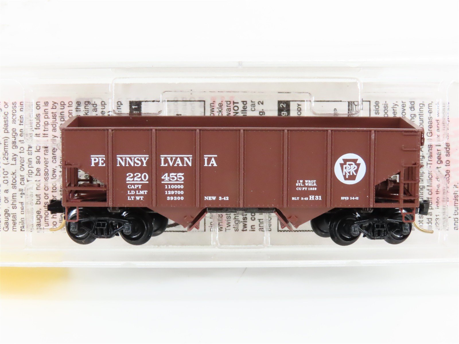 N Scale Micro-Trains MTL 56060 PRR Pennsylvania Railroad 2-Bay Hopper #220455