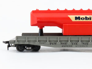 HO Scale Rivarossi PRR Pennsylvania Flat Car #489690 w/ Mobilgas Tank Trailer