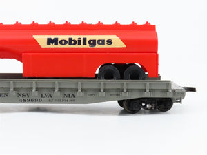 HO Scale Rivarossi PRR Pennsylvania Flat Car #489690 w/ Mobilgas Tank Trailer