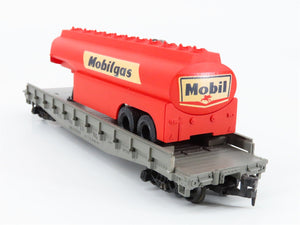 HO Scale Rivarossi PRR Pennsylvania Flat Car #489690 w/ Mobilgas Tank Trailer
