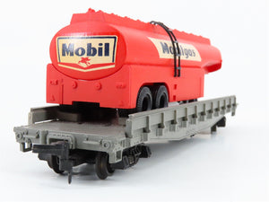 HO Scale Rivarossi PRR Pennsylvania Flat Car #489690 w/ Mobilgas Tank Trailer
