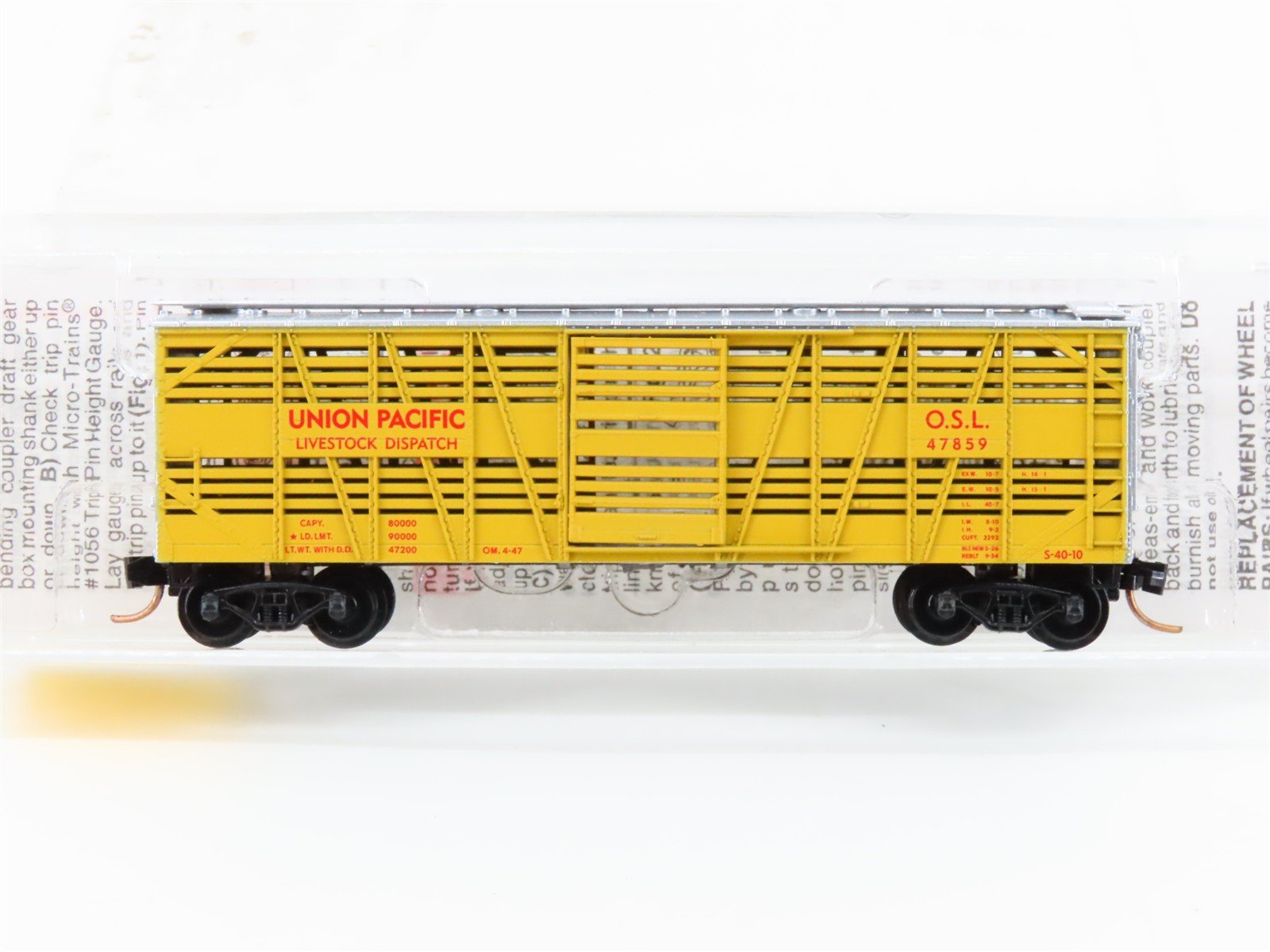 N Scale Micro-Trains MTL 35010 OSL UP Union Pacific 40' Despatch Stock Car 47859