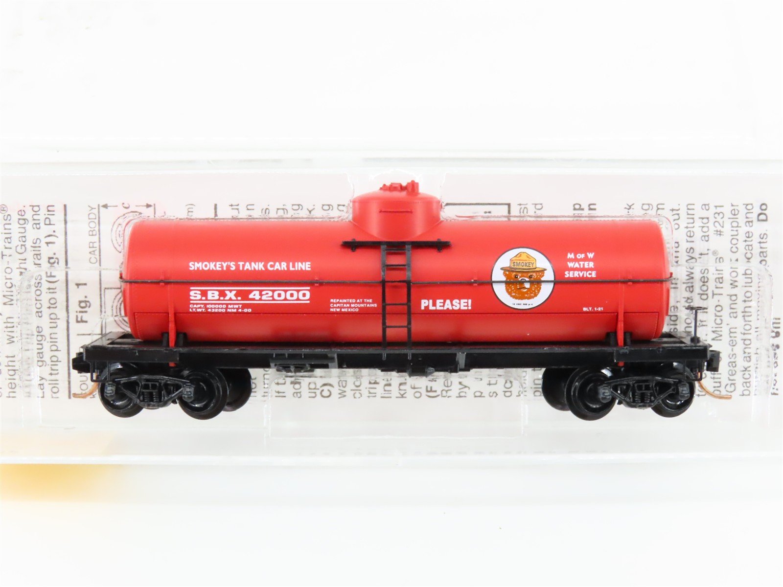 N Scale Micro-Trains MTL 65460 SBX Smokey Bear 39' Single Dome Tank Car #42000