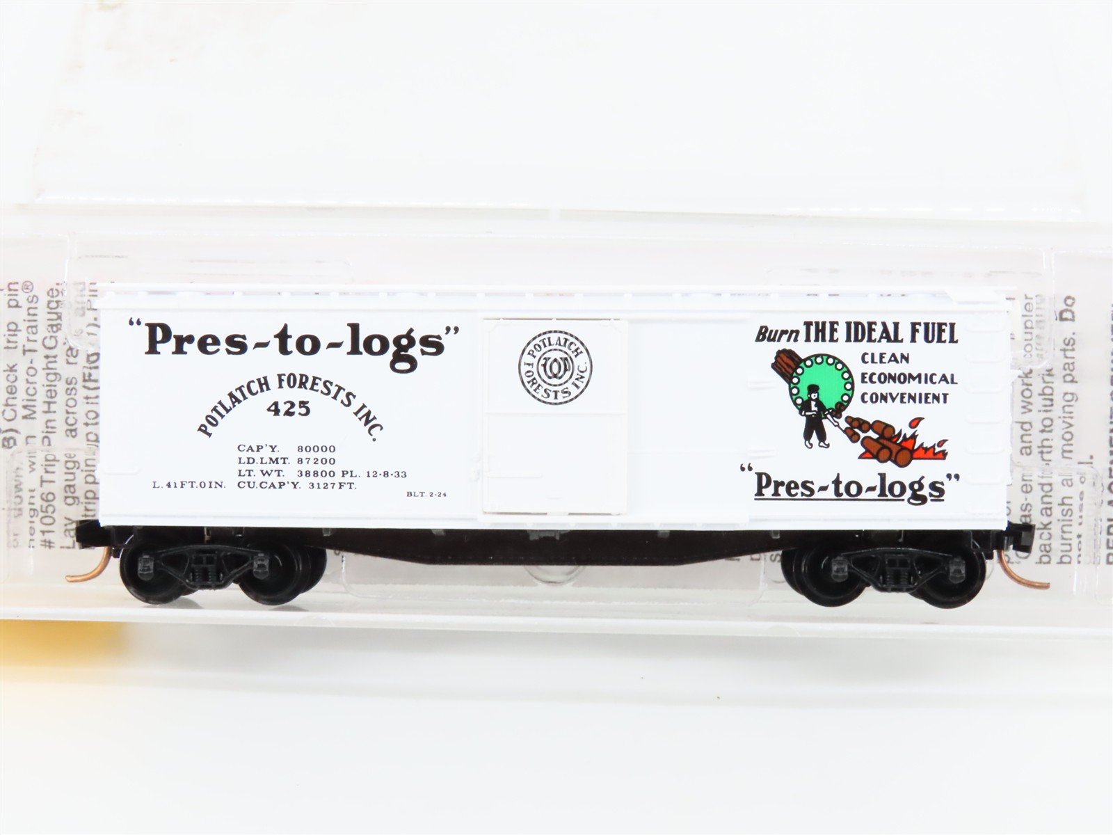 N Scale Micro-Trains 42060 Potlatch Forests, Inc. 40' Single Door Box Car #425