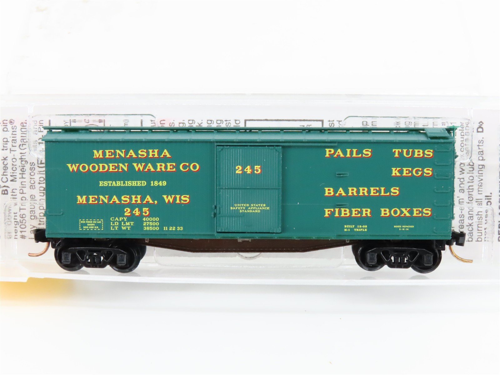 N Scale Micro-Trains MTL 39200 Menasha Wooden Ware 40' Single Door Box Car #245