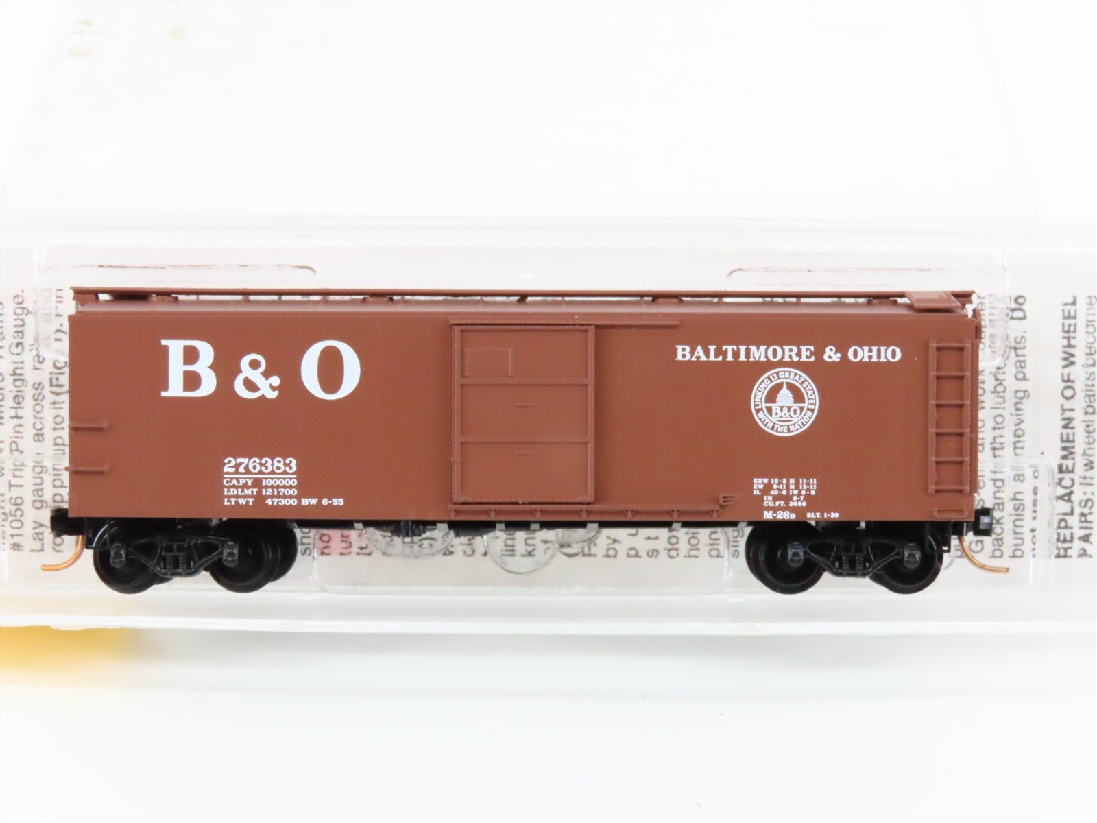 N Scale Micro-Trains MTL 120240 B&O Baltimore & Ohio 40' Steel Box Car #276383