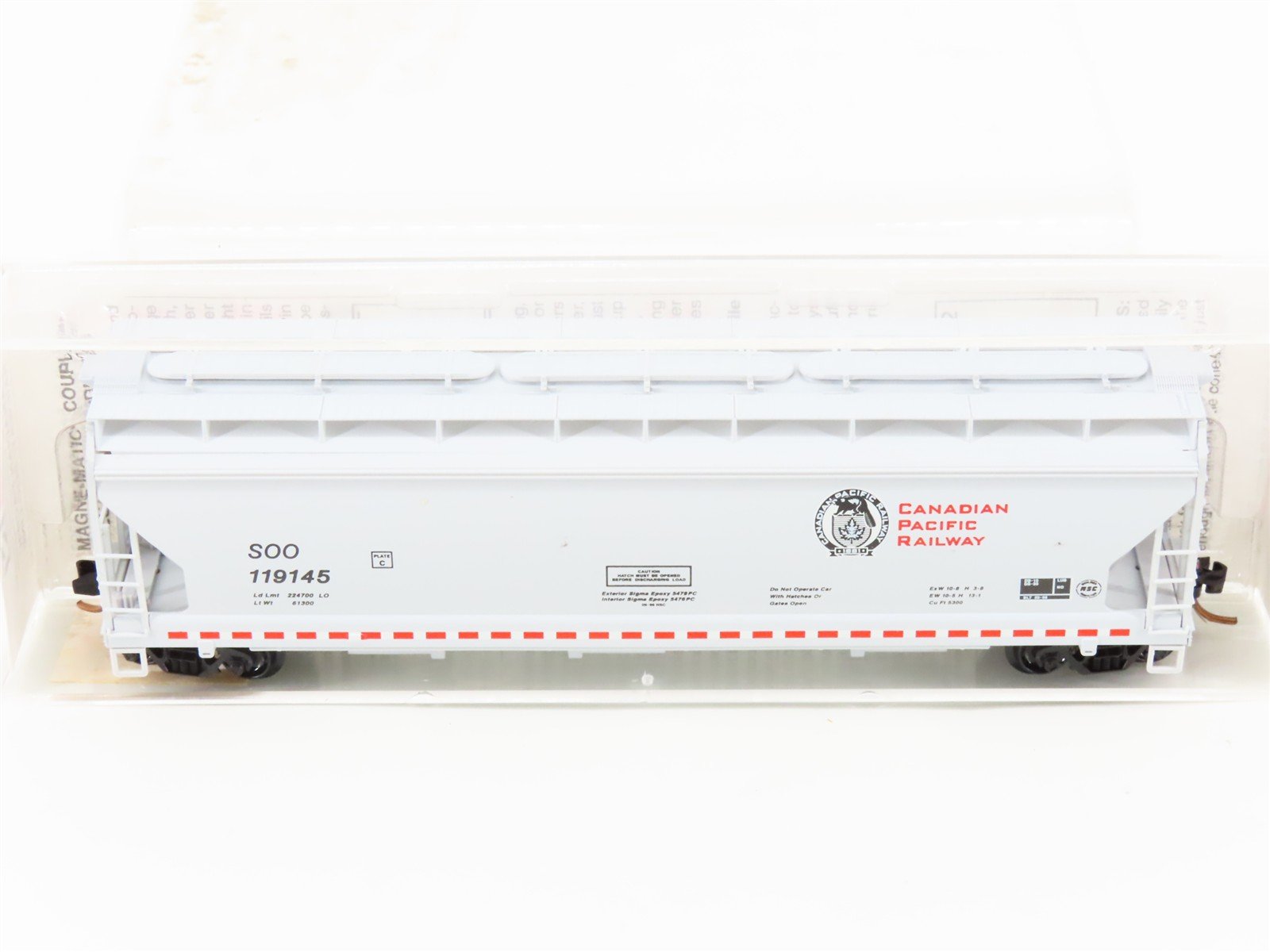 N Scale Micro-Trains MTL 94140 SOO Canadian Pacific 3-Bay Covered Hopper #119145