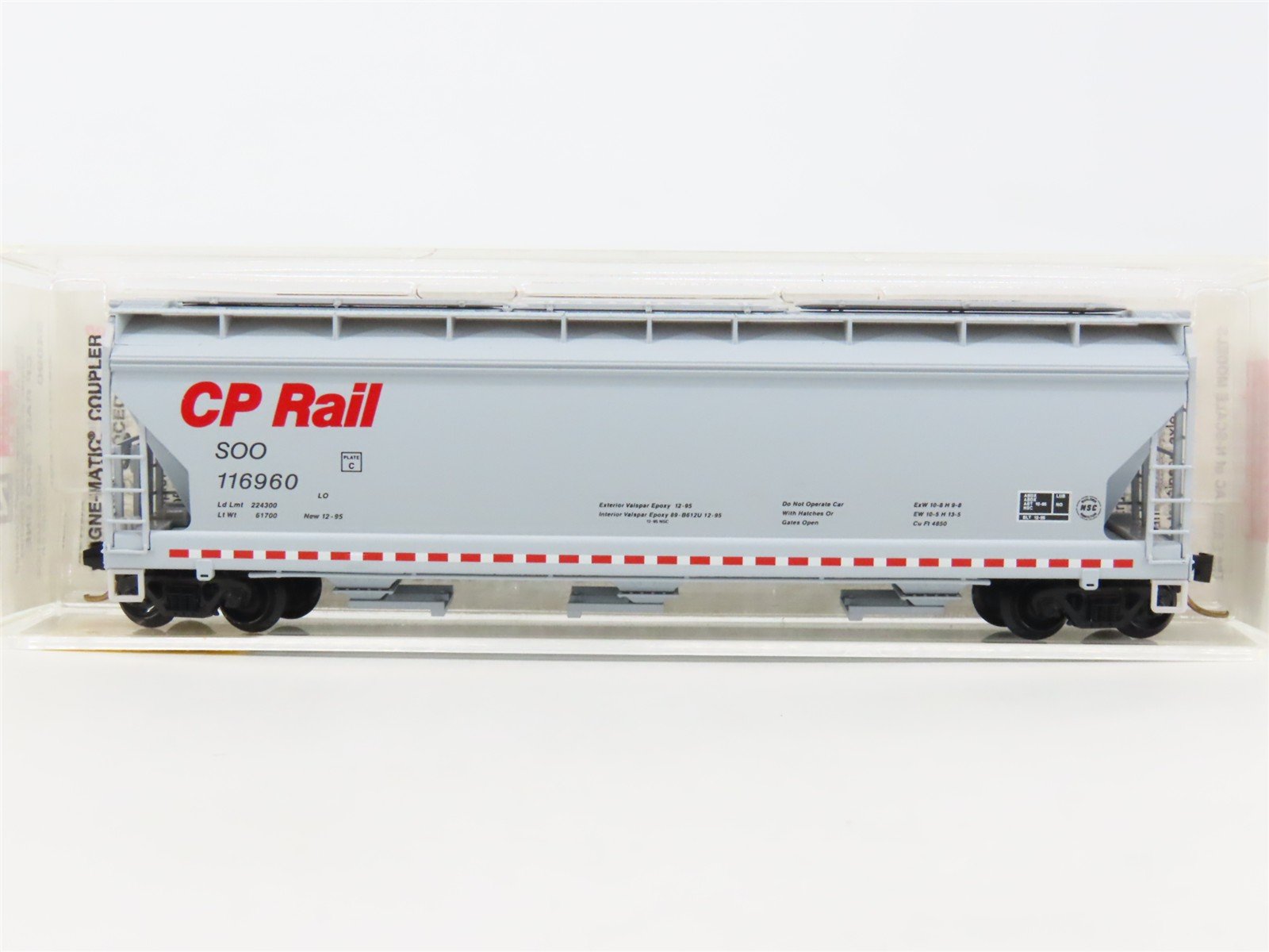 N Micro-Trains MTL 94090 SOO CP Rail 3-Bay Center Flow Covered Hopper #116960