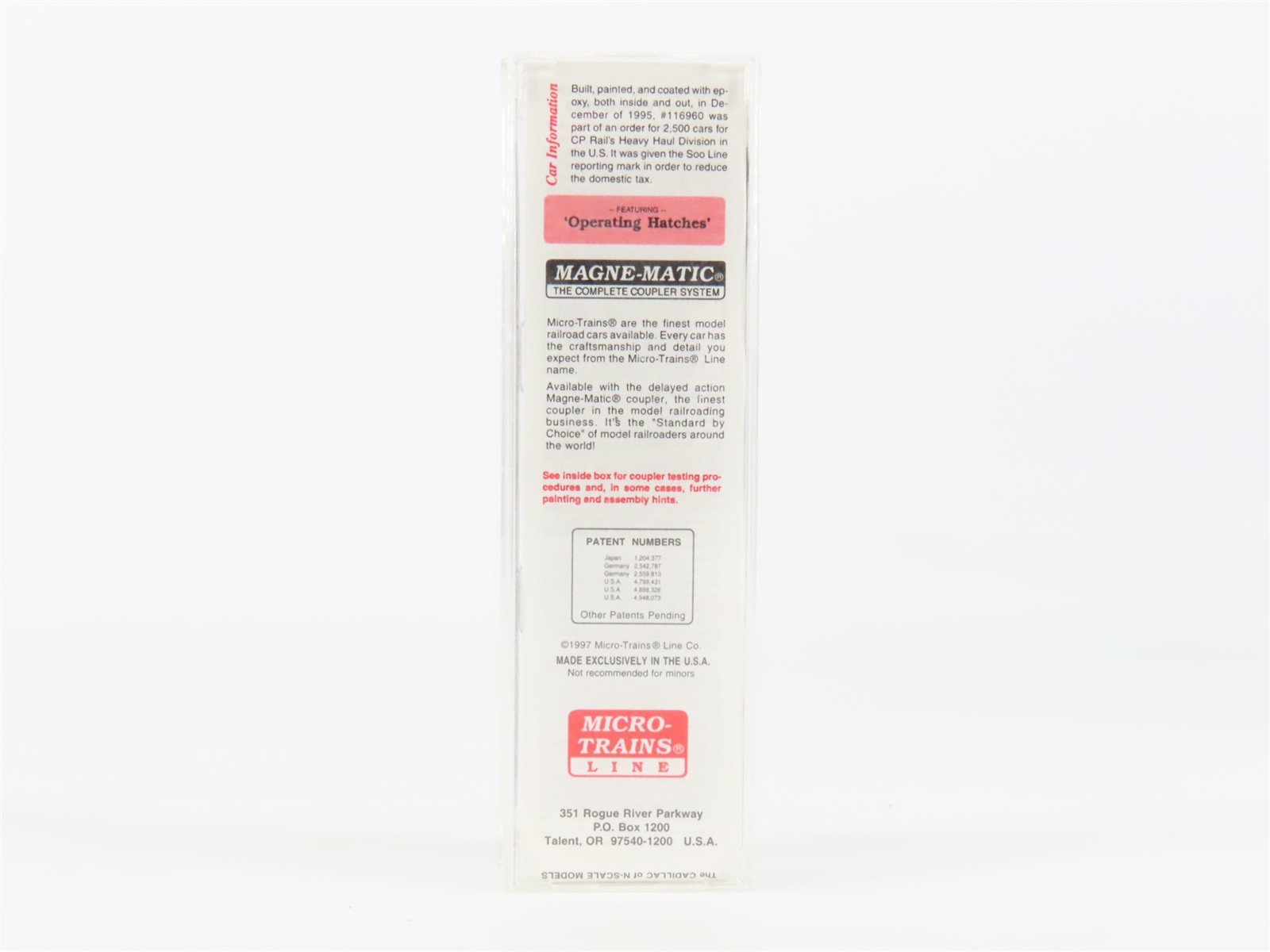 N Micro-Trains MTL 94090 SOO CP Rail 3-Bay Center Flow Covered Hopper #116960