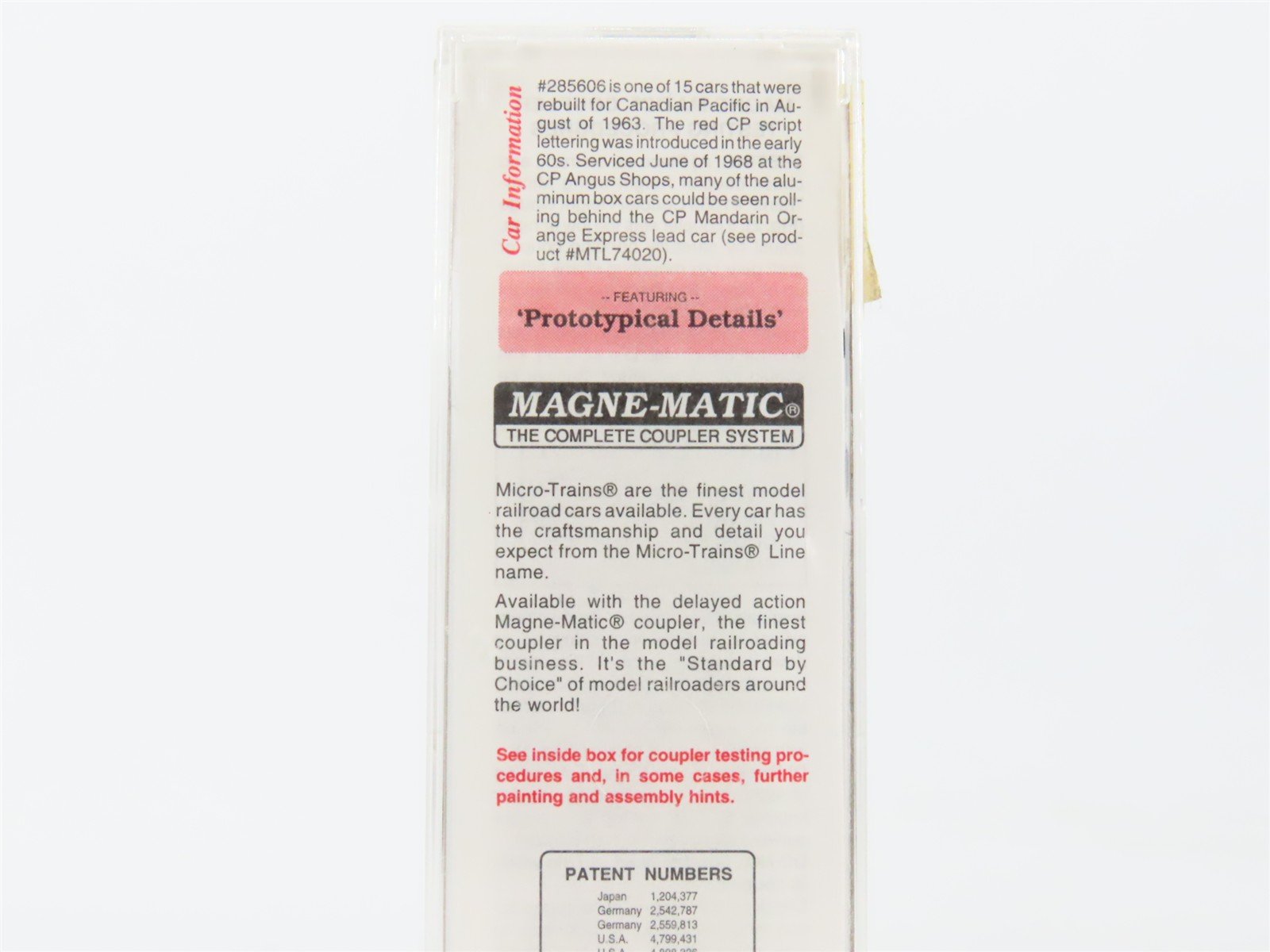 N Scale Micro-Trains MTL 74040 CP Canadian Pacific 40' Plug Door Box Car #285606