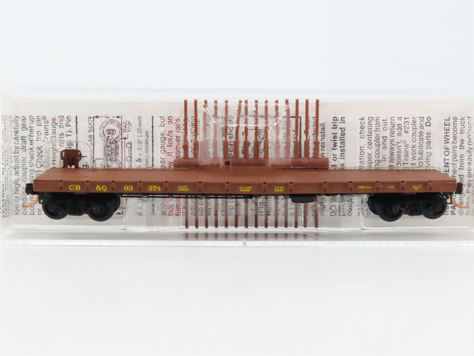 N Scale Micro-Trains MTL 44090 CB&Q Burlington Route 50' Flat Car #93374