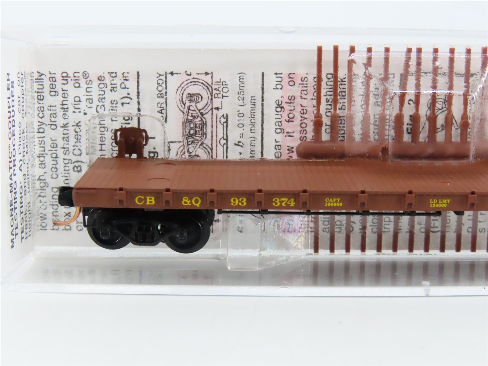 N Scale Micro-Trains MTL 44090 CB&Q Burlington Route 50' Flat Car #93374