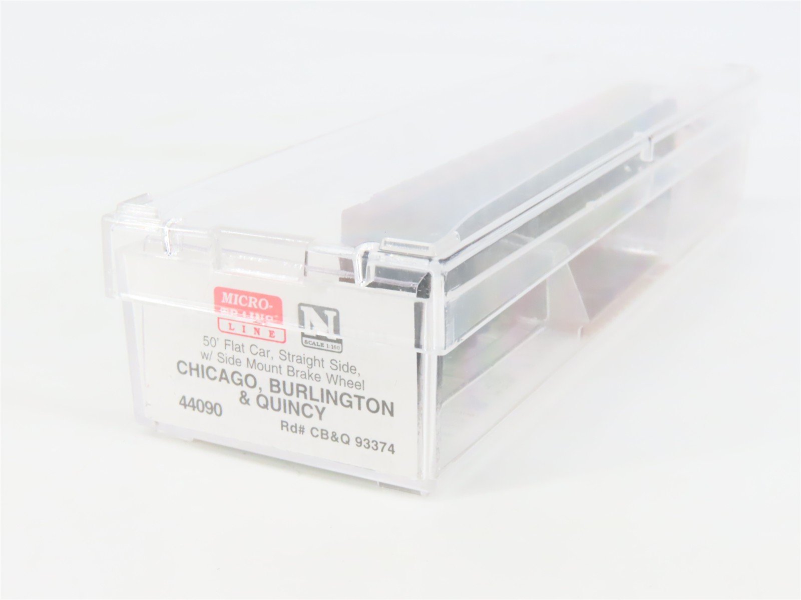 N Scale Micro-Trains MTL 44090 CB&Q Burlington Route 50' Flat Car #93374