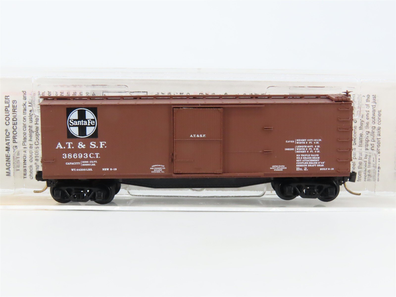 N Scale Micro-Trains MTL 39060 ATSF Santa Fe 40' Single Door Box Car #38693CT