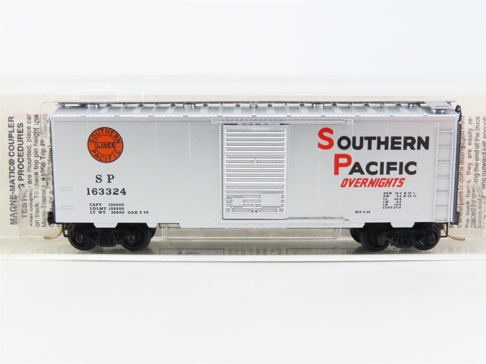 N Scale Micro-Trains MTL 20760 SP Southern Pacific Overnights Box Car #163324