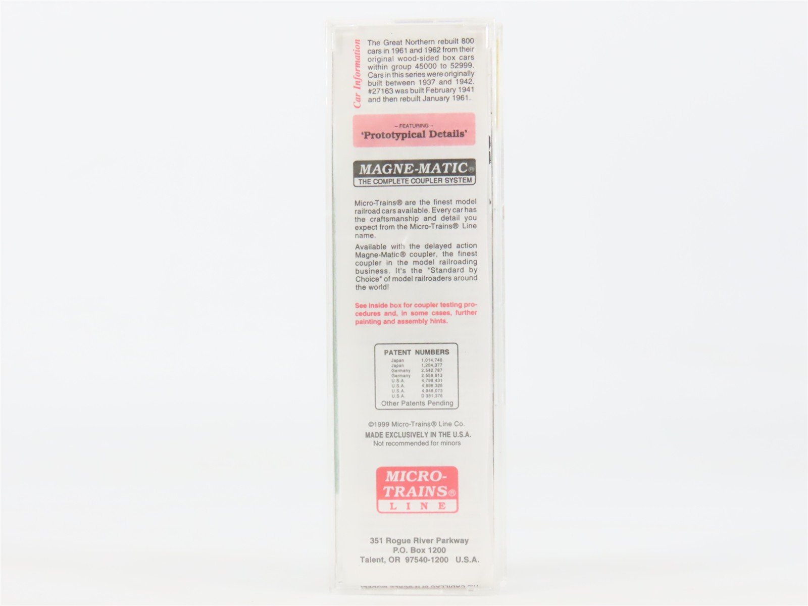 N Scale Micro-Trains MTL 20420 GN Great Northern 40' Single Door Box Car #27163
