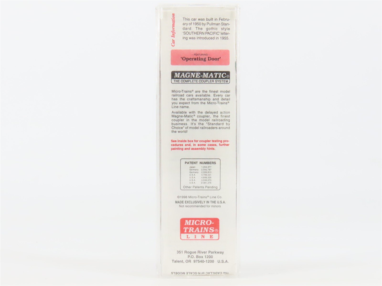 N Micro-Trains MTL 20080 SP Southern Pacific 40' Single Door Box Car #105045