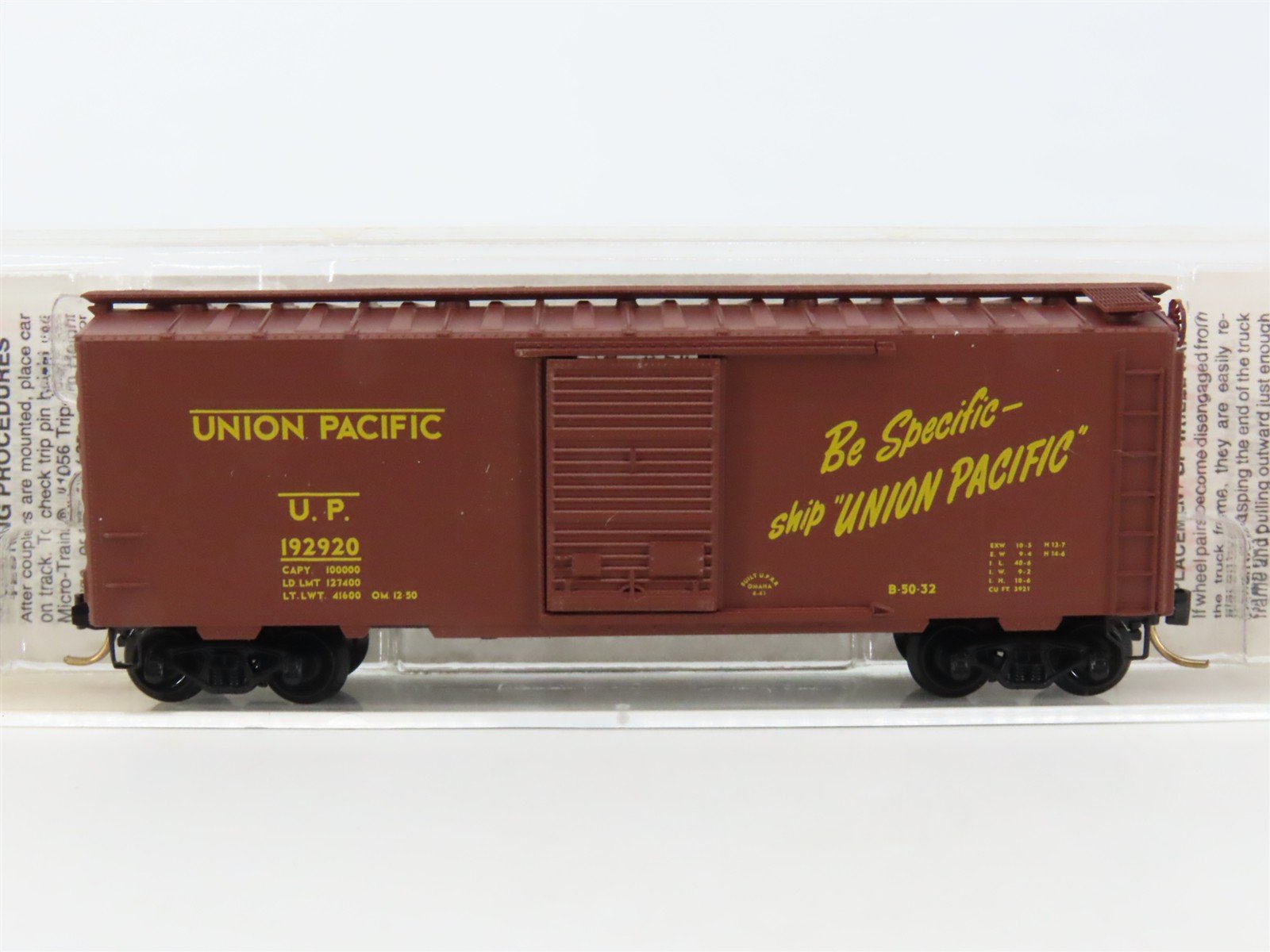 N Scale Micro-Trains MTL 20620 UP Union Pacific 40' Single Door Box Car #192920
