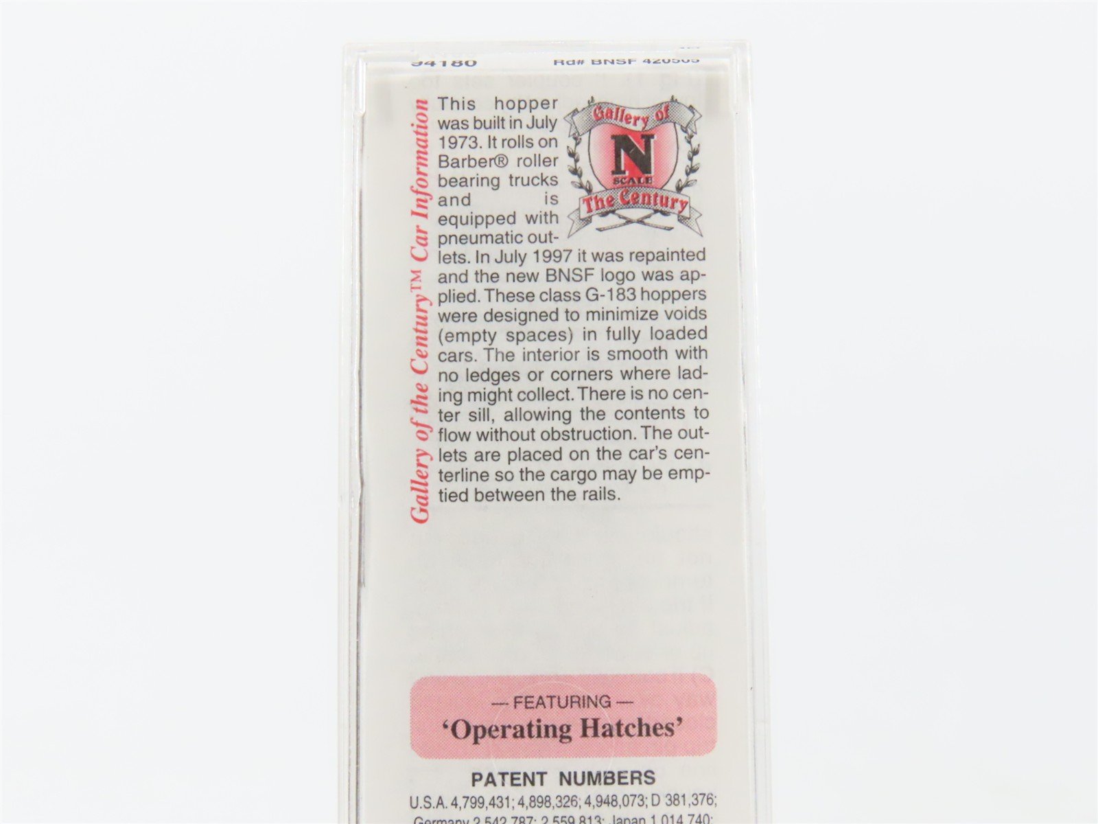 N Scale Micro-Trains MTL 94180 BNSF Railway 3-Bay Covered Hopper #420505