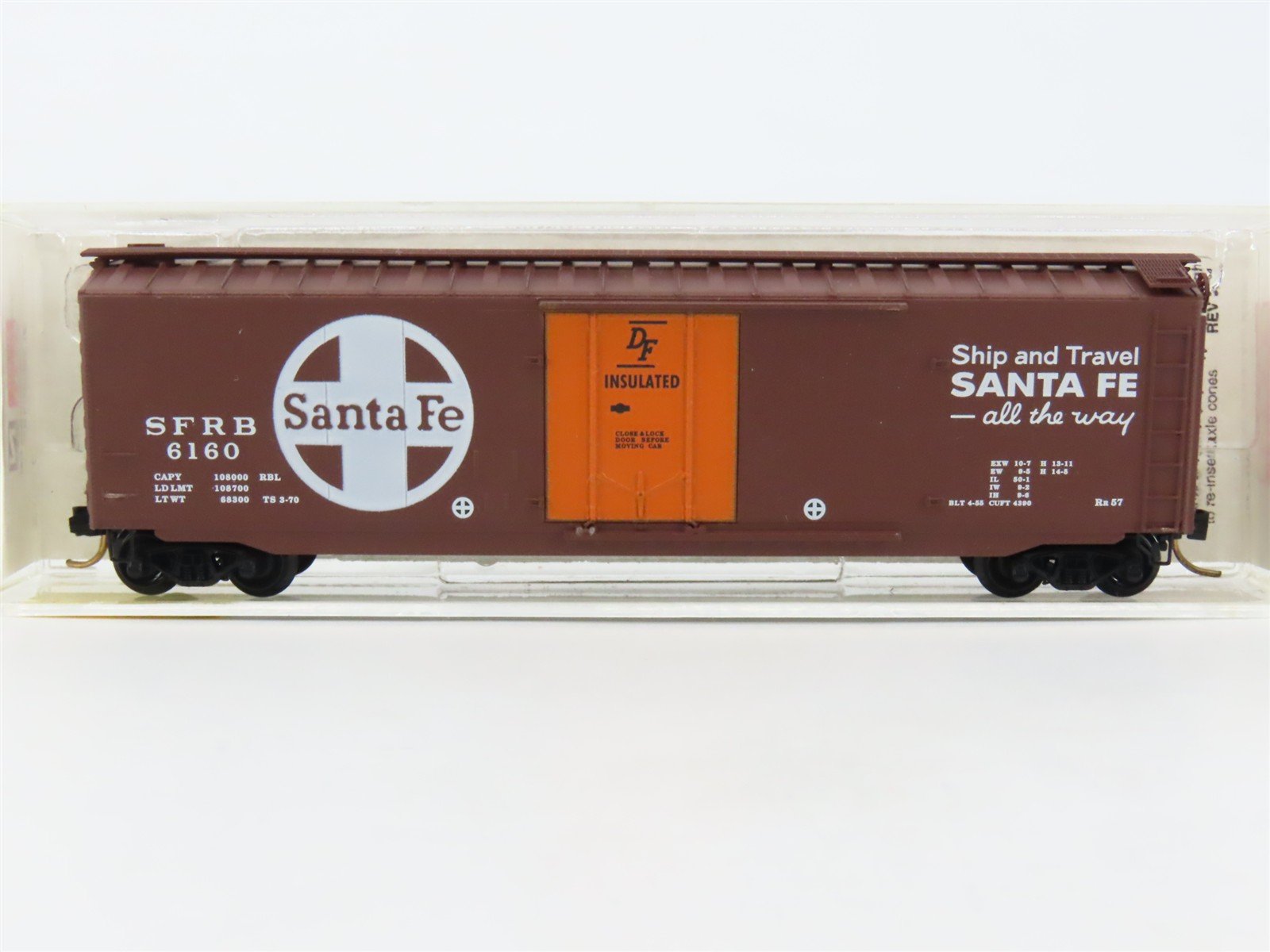 N Scale Micro-Trains MTL 32050/2 SFRB Santa Fe 50' Plug Door Box Car #6160