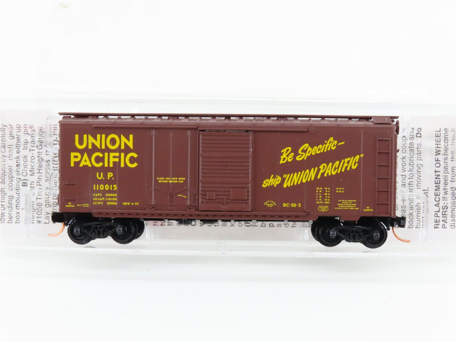 N Scale Micro-Trains MTL 22030 UP Union Pacific Railroad 40' Box Car #110015
