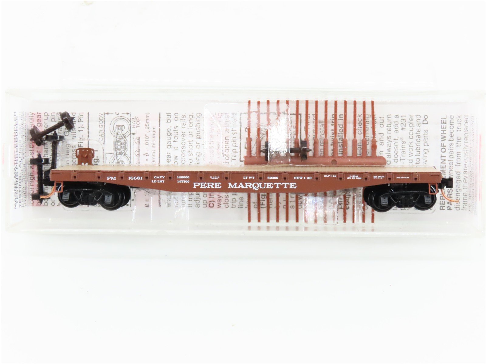 N Scale Micro-Trains MTL 45260 PM Pere Marquette Railroad 50' Flat Car #16681