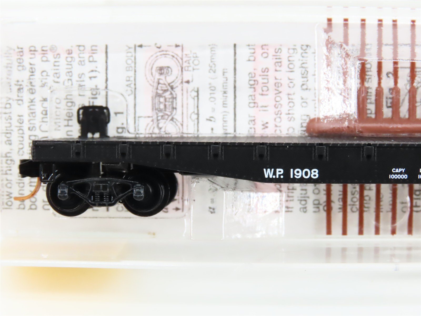 N Scale Micro-Trains MTL 45230 WP Western Pacific Railroad 50' Flat Car #1908