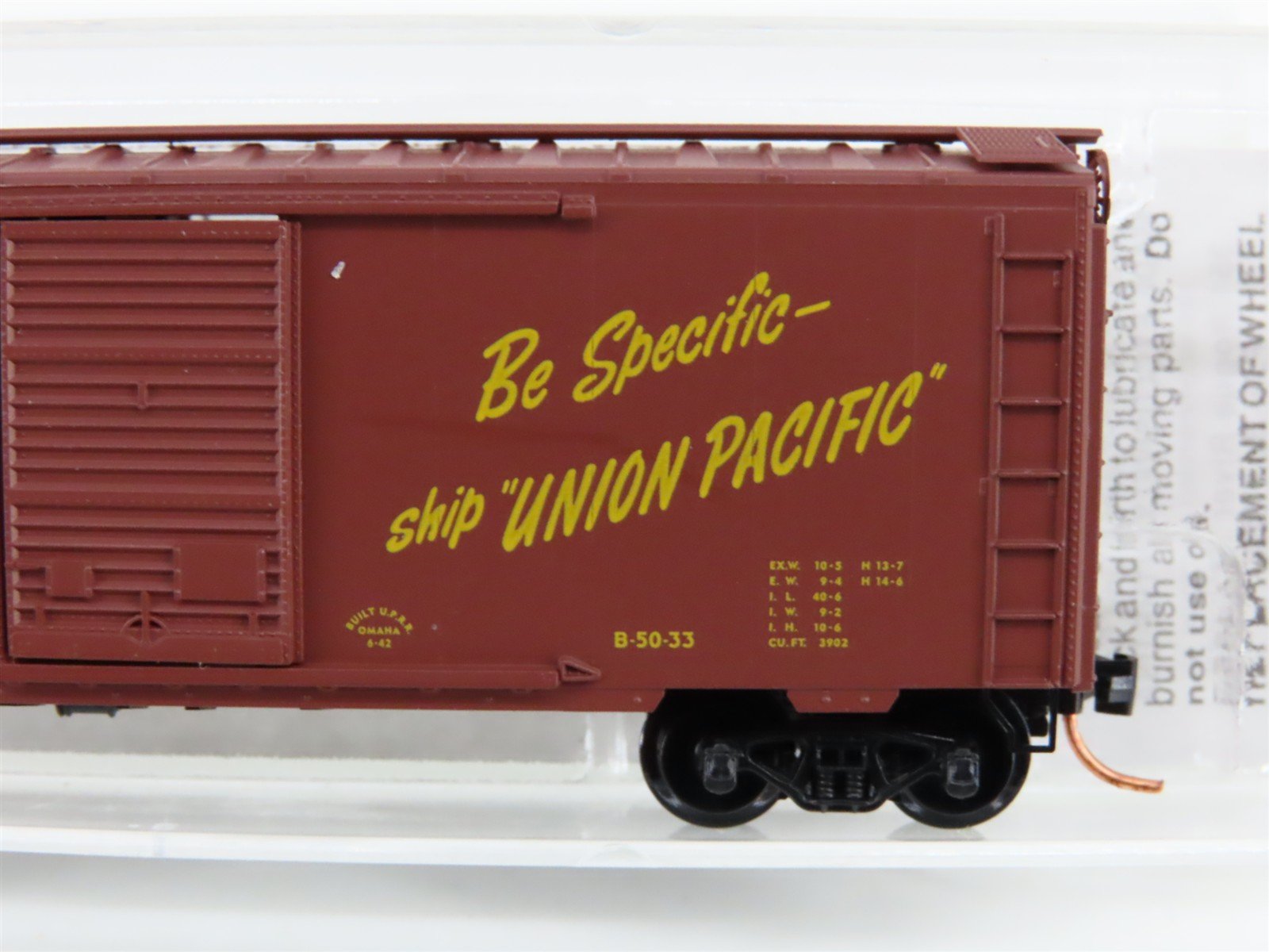 N Scale Micro-Trains MTL 20296 UP Union Pacific 40' Single Door Box Car #193450
