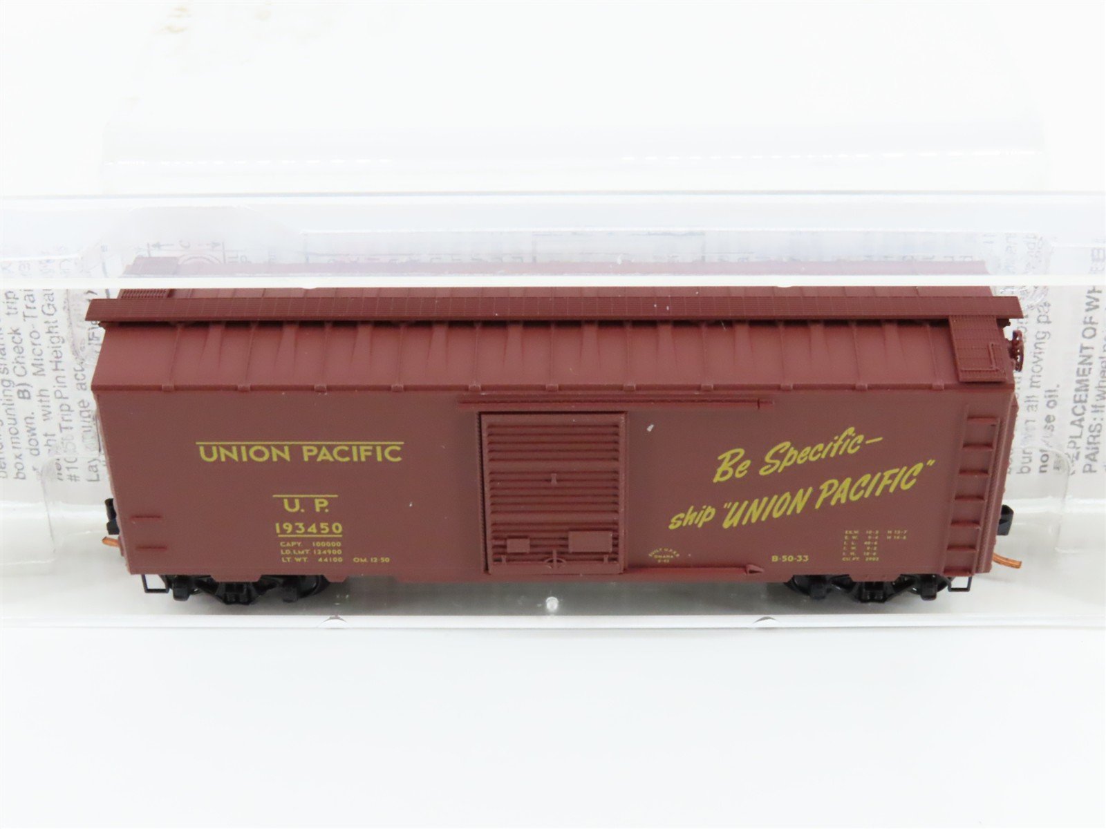 N Scale Micro-Trains MTL 20296 UP Union Pacific 40' Single Door Box Car #193450