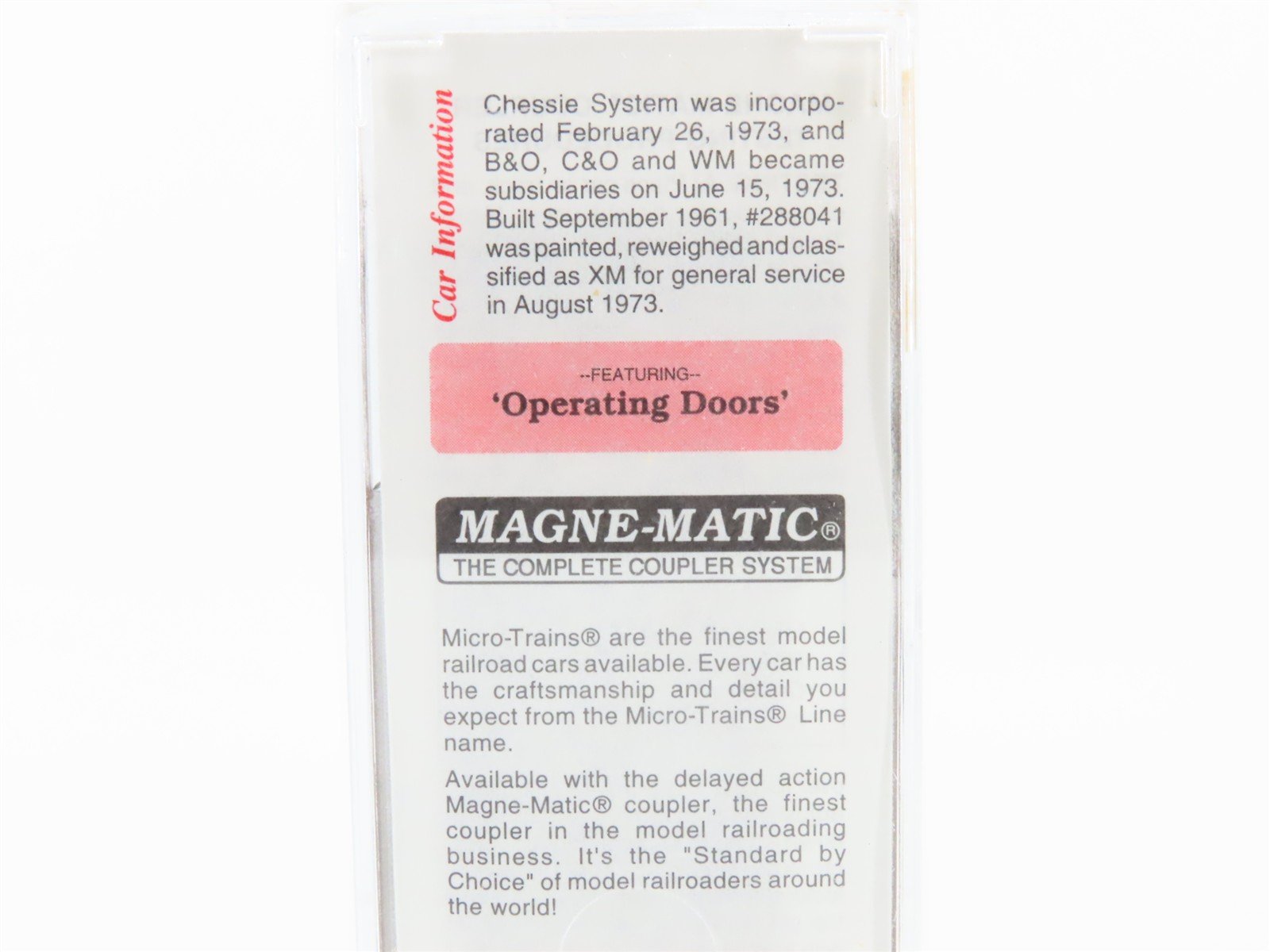 N Micro-Trains MTL 34010 B&O Chessie System 50' Double Door Box Car #288041