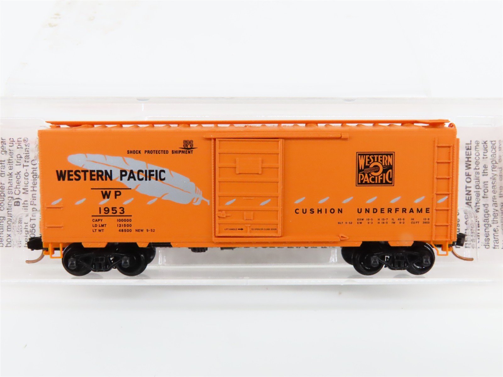 N Scale Micro-Trains MTL 20506 WP Western Pacific Feather 40' Box Car #1953