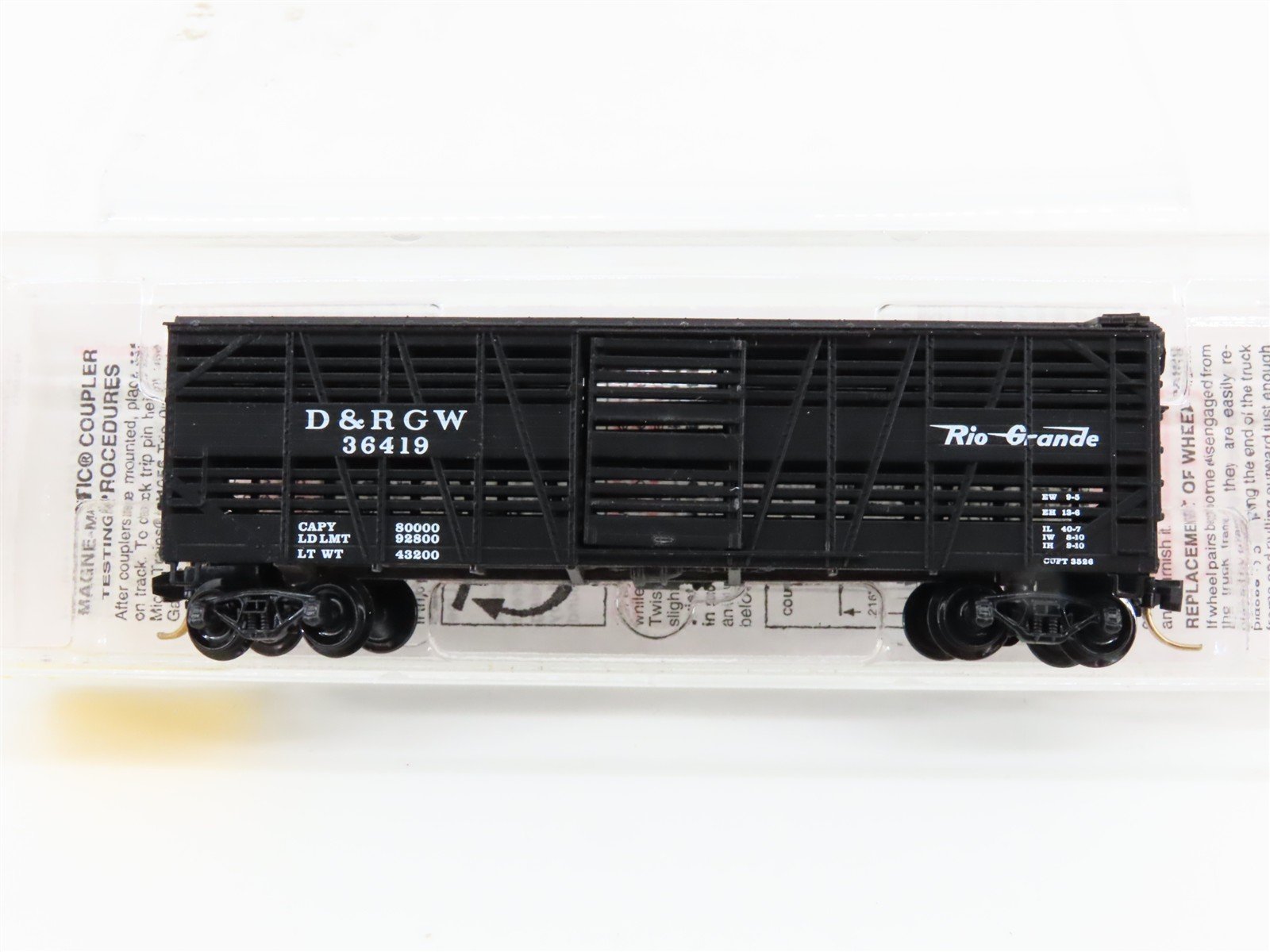 N Scale Micro-Trains MTL 35090 D&RGW Rio Grande 40' Despatch Stock Car #36419