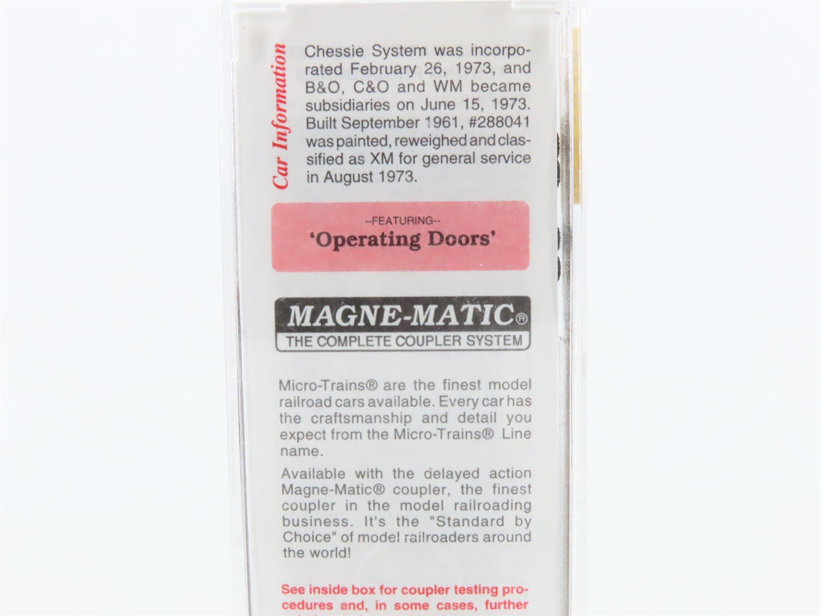 N Micro-Trains MTL 34010 B&O Chessie System 50' Double Door Box Car #288041
