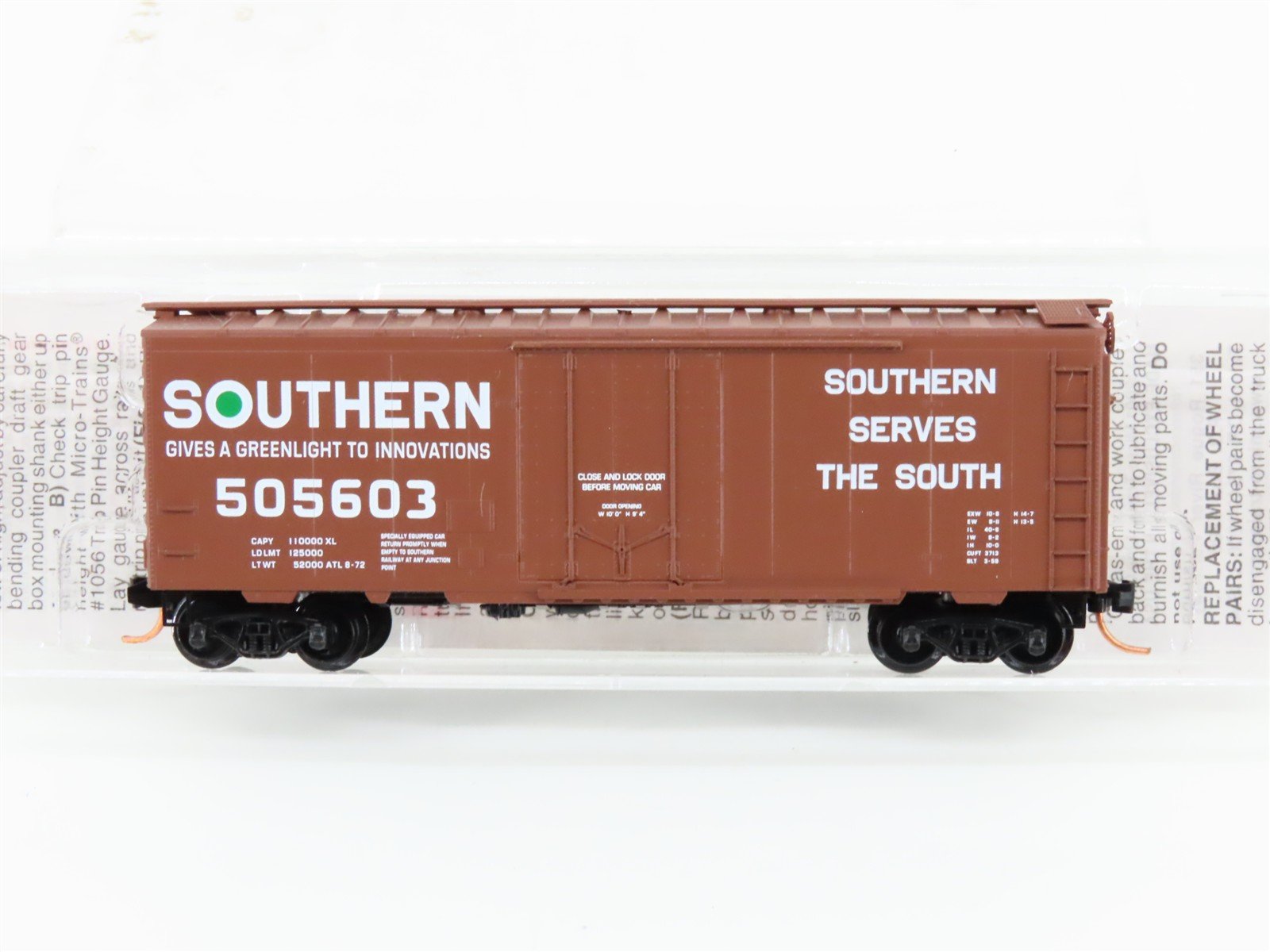 N Micro-Trains MTL 21100 SOU Southern Railway 40' Plug Door Box Car #505603
